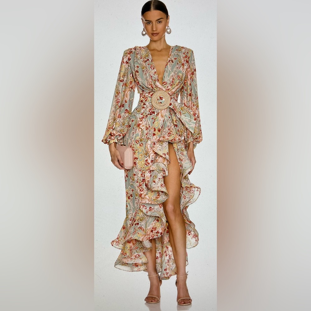BRONX AND BANCO Luisa Floral Balloon Sleeve Hi-Lo Dress Size M US 6 SOLD OUT - Picture 1 of 16